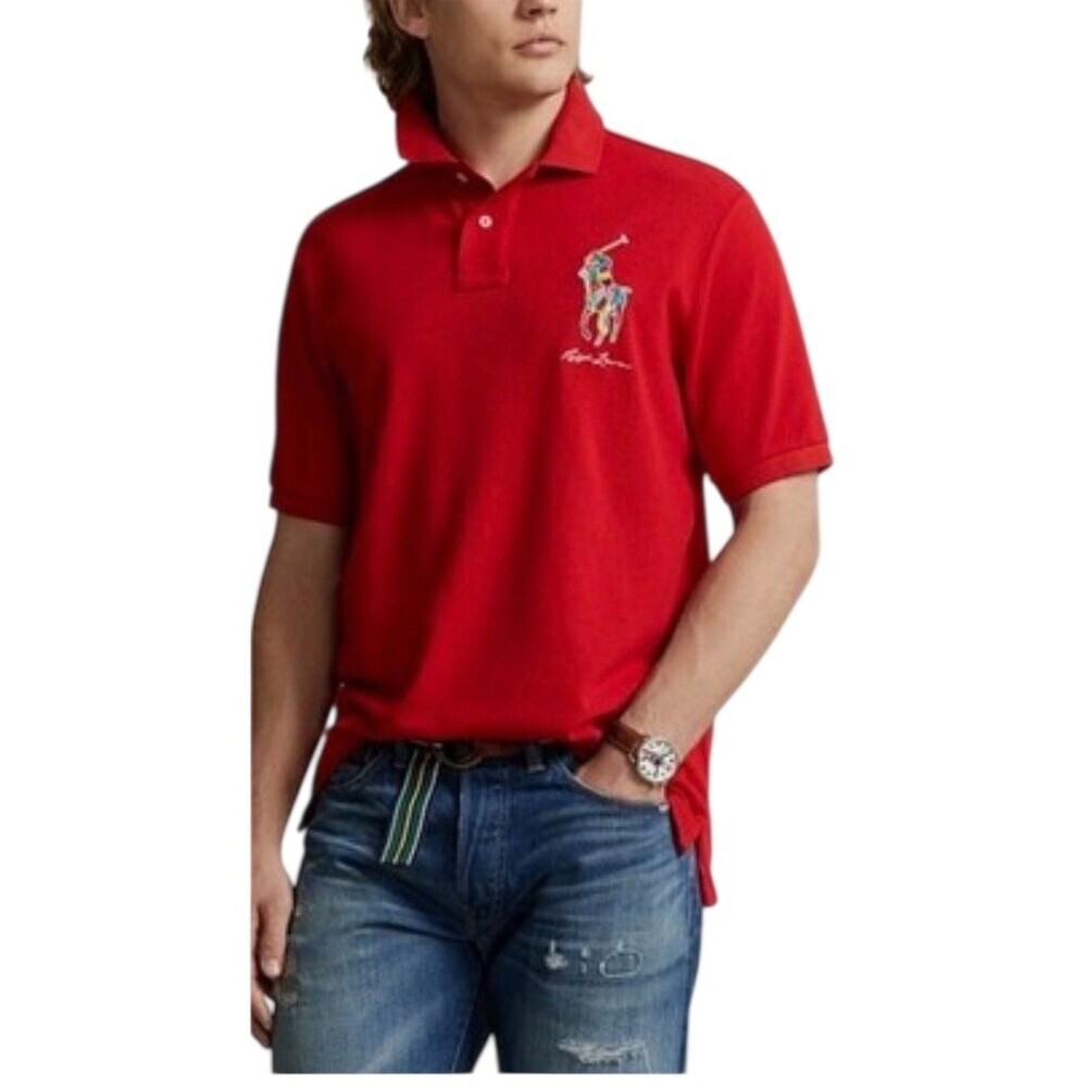 Polo Ralph Lauren Polo Shirt Mens L Red Classic Fit Big Pony Logo Short